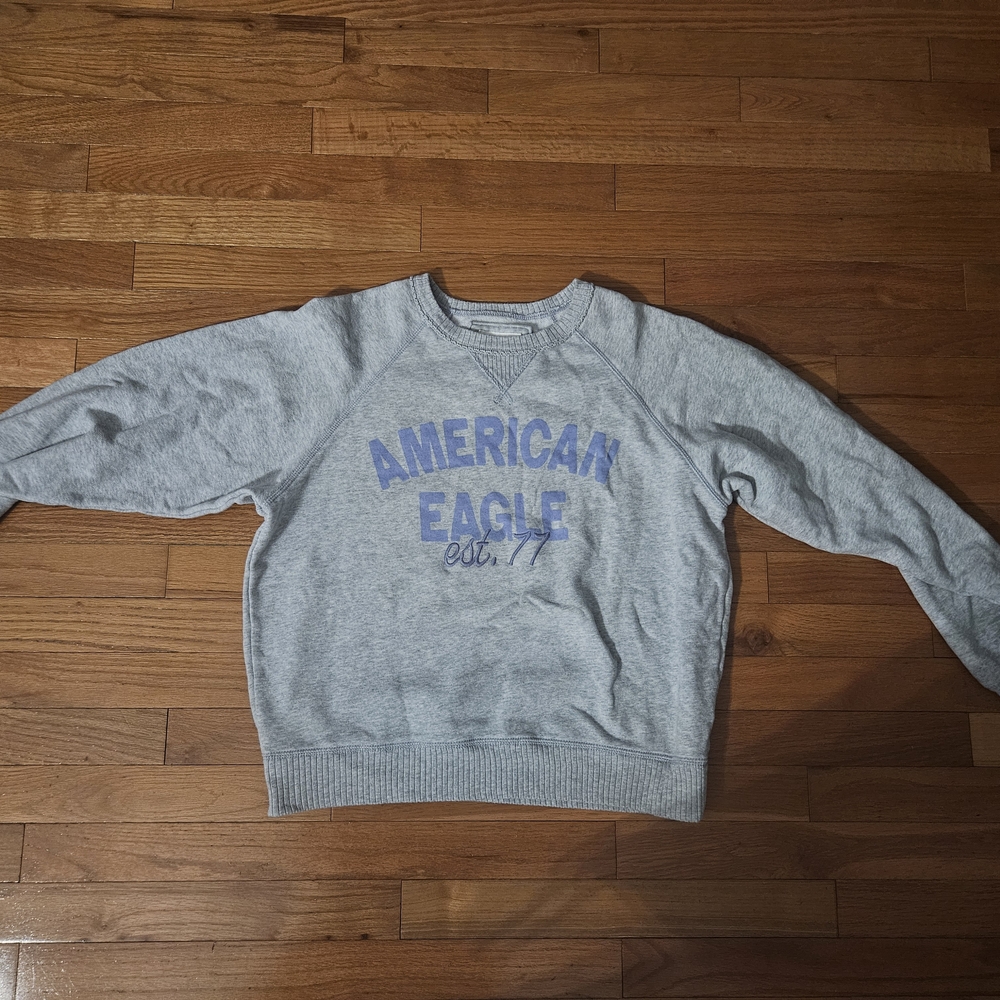 American Eagle Outfitters Gray Crewneck Sweater Collegiate Style